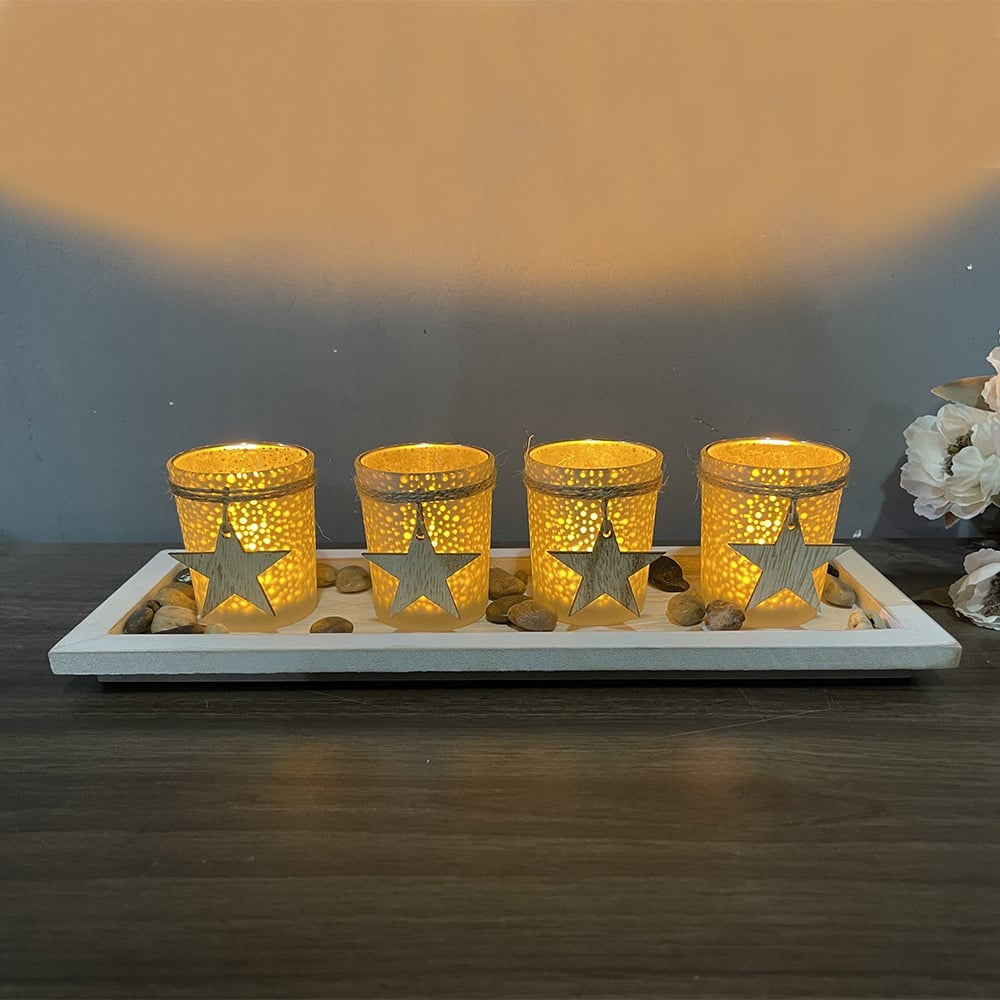 Woodside Home Living - Tealight / Votive Candle Holder White Tray - Various Designs