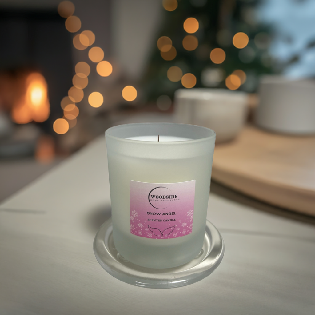 Woodside Home Fragrance Wooden Wick Glass Scented Candle - Snow Angel