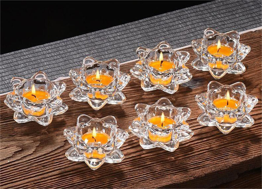 Lotus Flower Glass Candle Holder - Clear