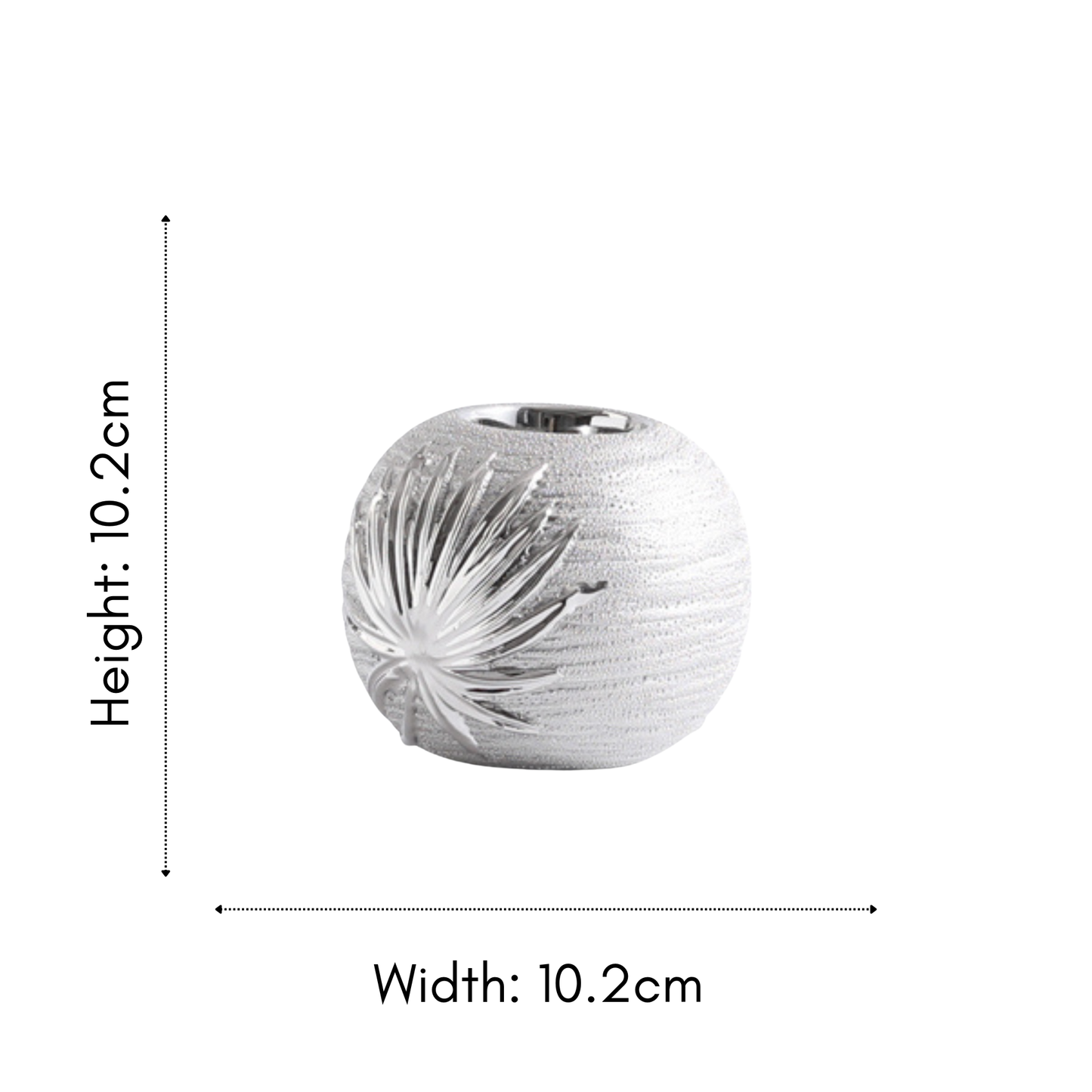 Modern Silver Tealight Candle Holder with Leaf Pattern