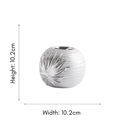 Modern Silver Tealight Candle Holder with Leaf Pattern