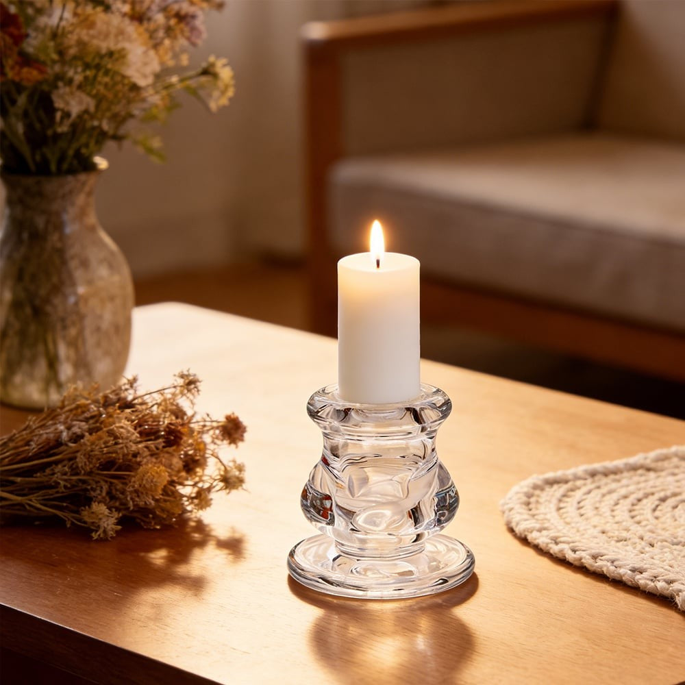 Clear Glass Candlestick Holder 5.5cm