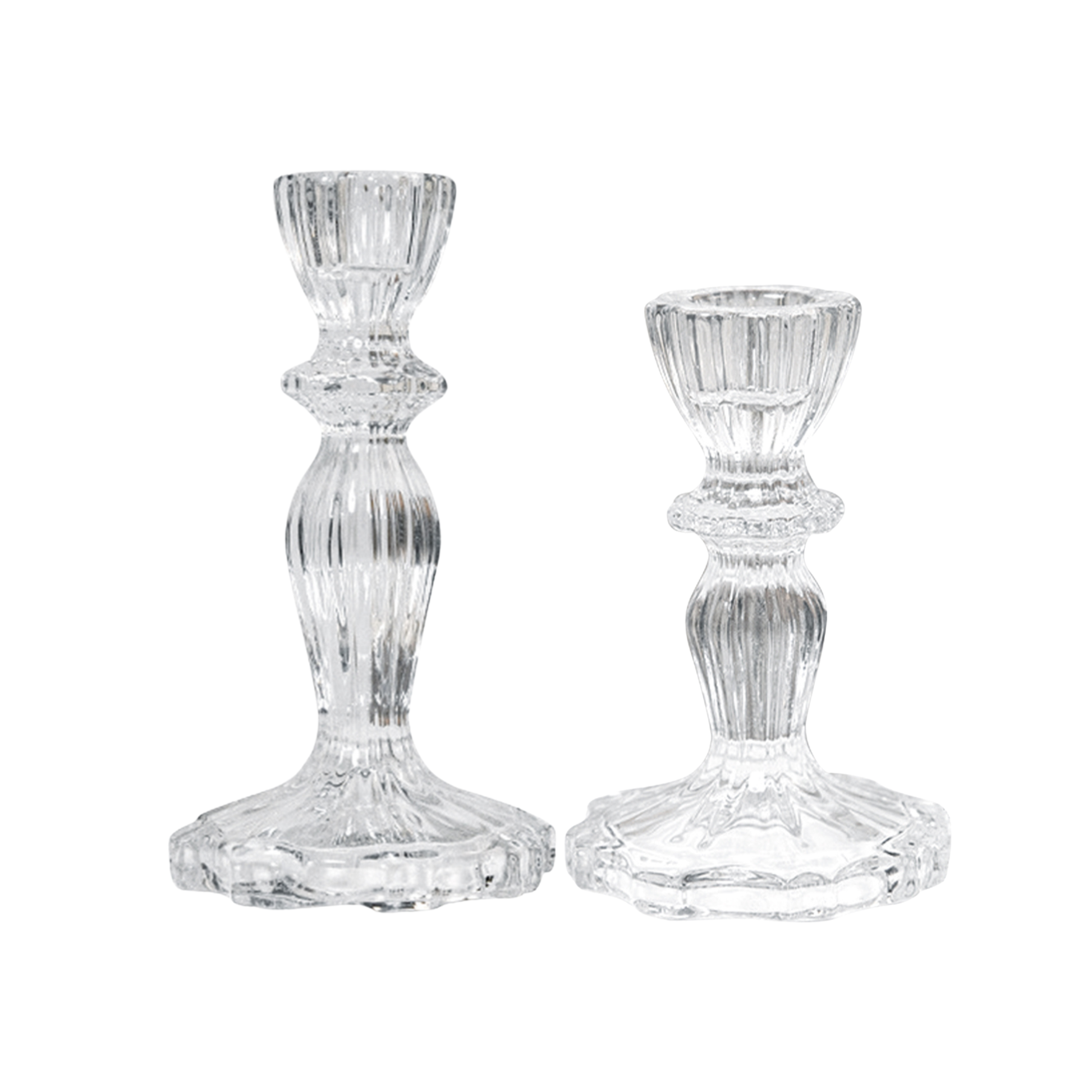 Glass Dinner Candle Holder Ribbed Design - Various Sizes	
