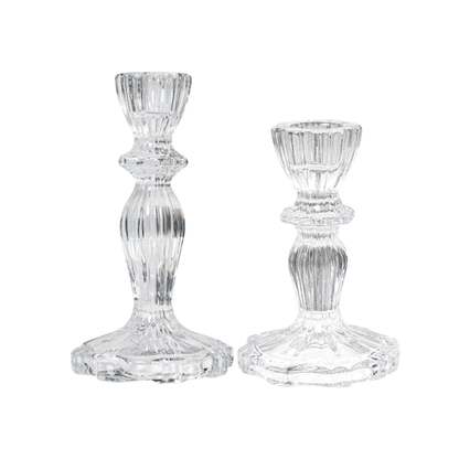 Glass Dinner Candle Holder Ribbed Design - Various Sizes	