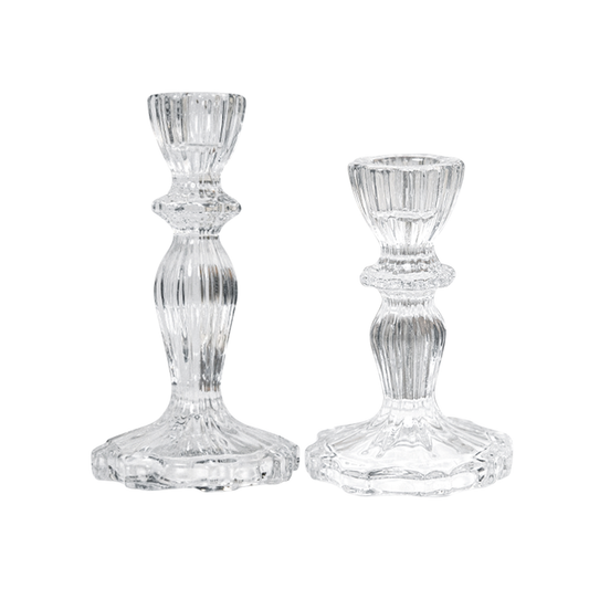 Glass Dinner Candle Holder Ribbed Design - Various Sizes	