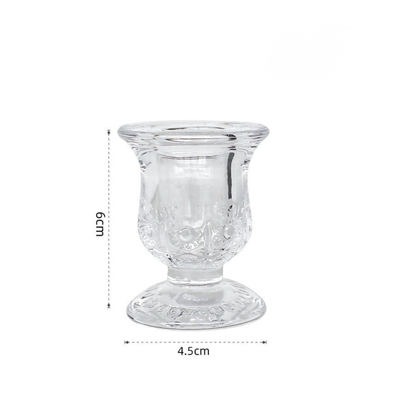 Clear Glass Candlestick Holder 6cm - Flower Design
