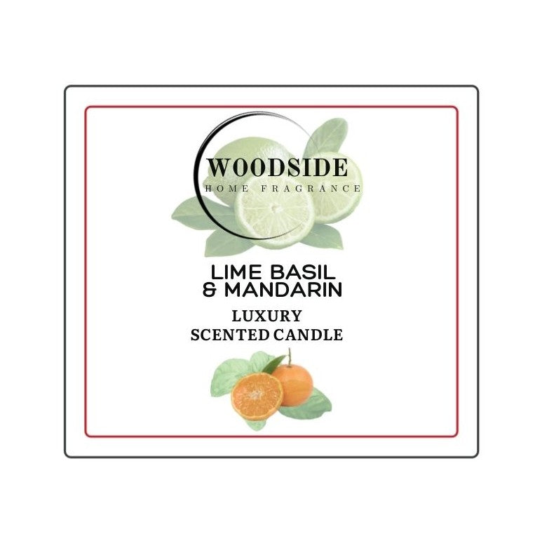 Woodside Home Fragrance Wooden Wick Glass Scented Candle - Lime Basil & Mandarin