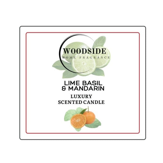 Woodside Home Fragrance Wooden Wick Glass Scented Candle - Lime Basil & Mandarin