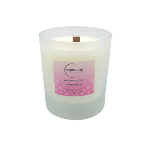 Woodside Home Fragrance Wooden Wick Glass Scented Candle - Snow Angel
