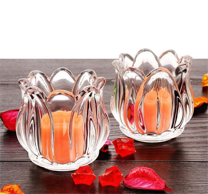 Glass Tulip Flower Candle Holders - Clear or Gold