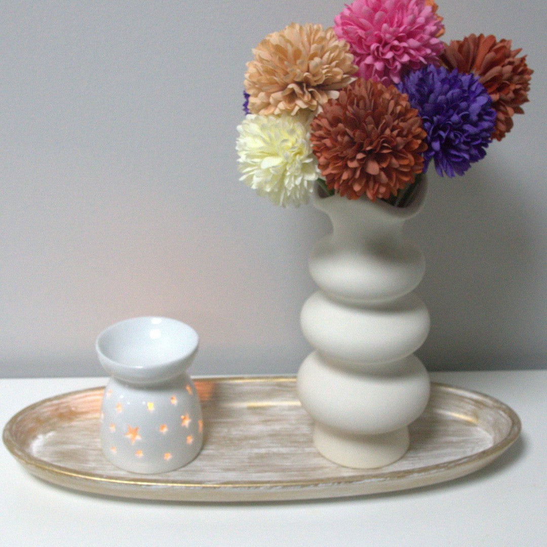 White Ceramic Wax Burner - Stars Design