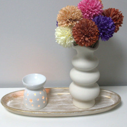 White Ceramic Wax Burner - Stars Design