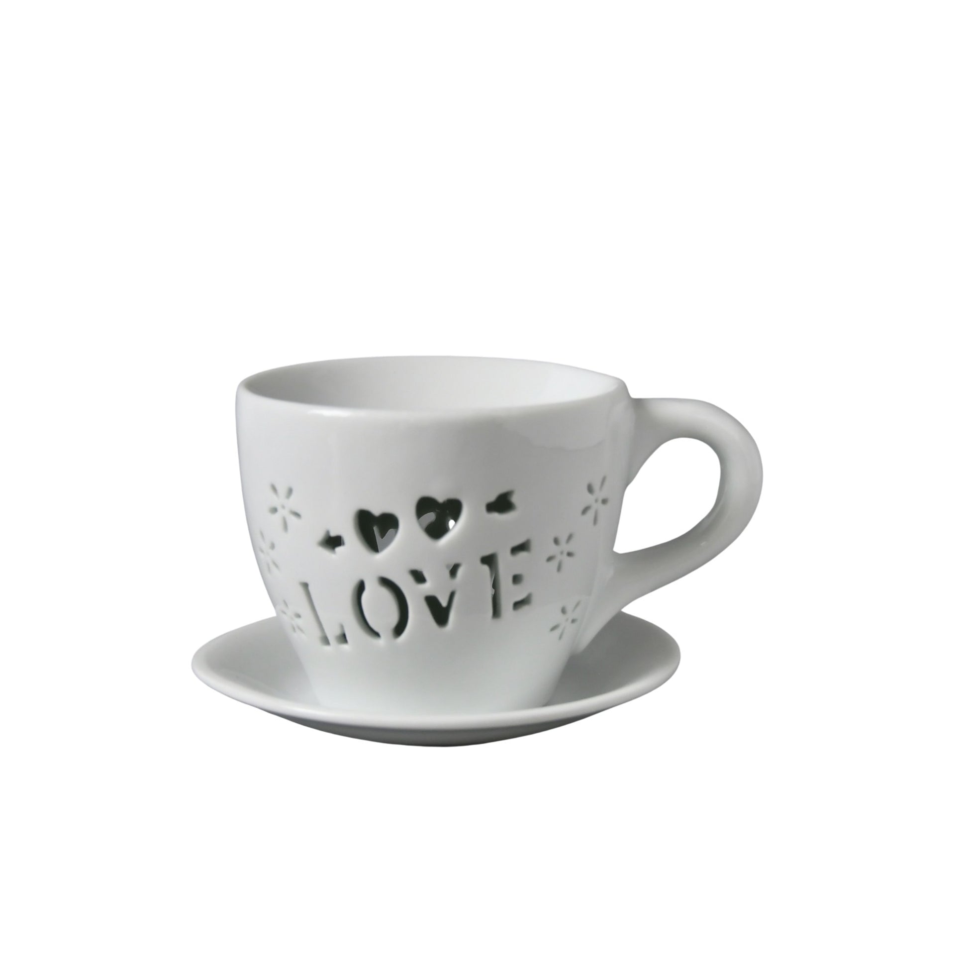 Woodside Home Living Tea Cup & Saucer Wax Melt Warmer - Love