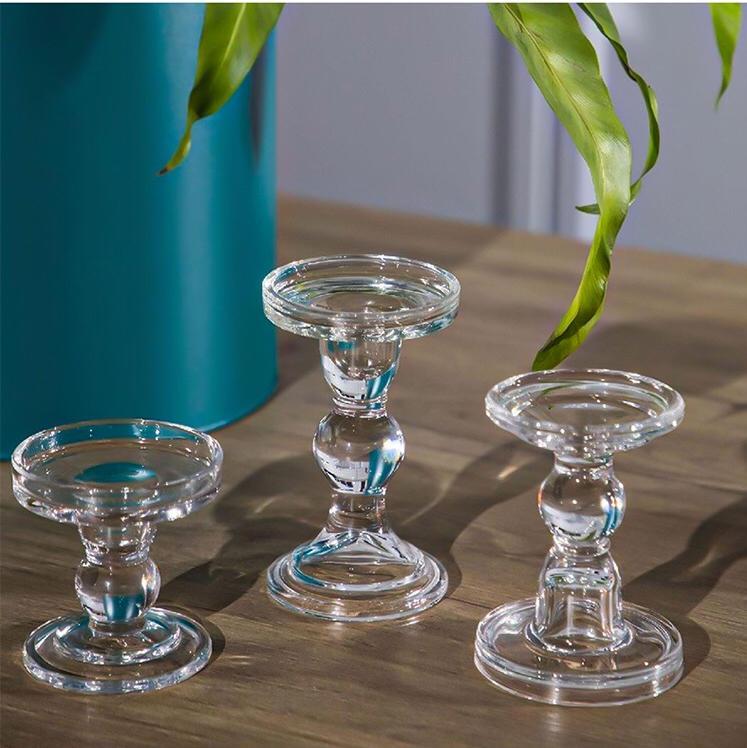 Glass Candle Holder - Clear (Medium)