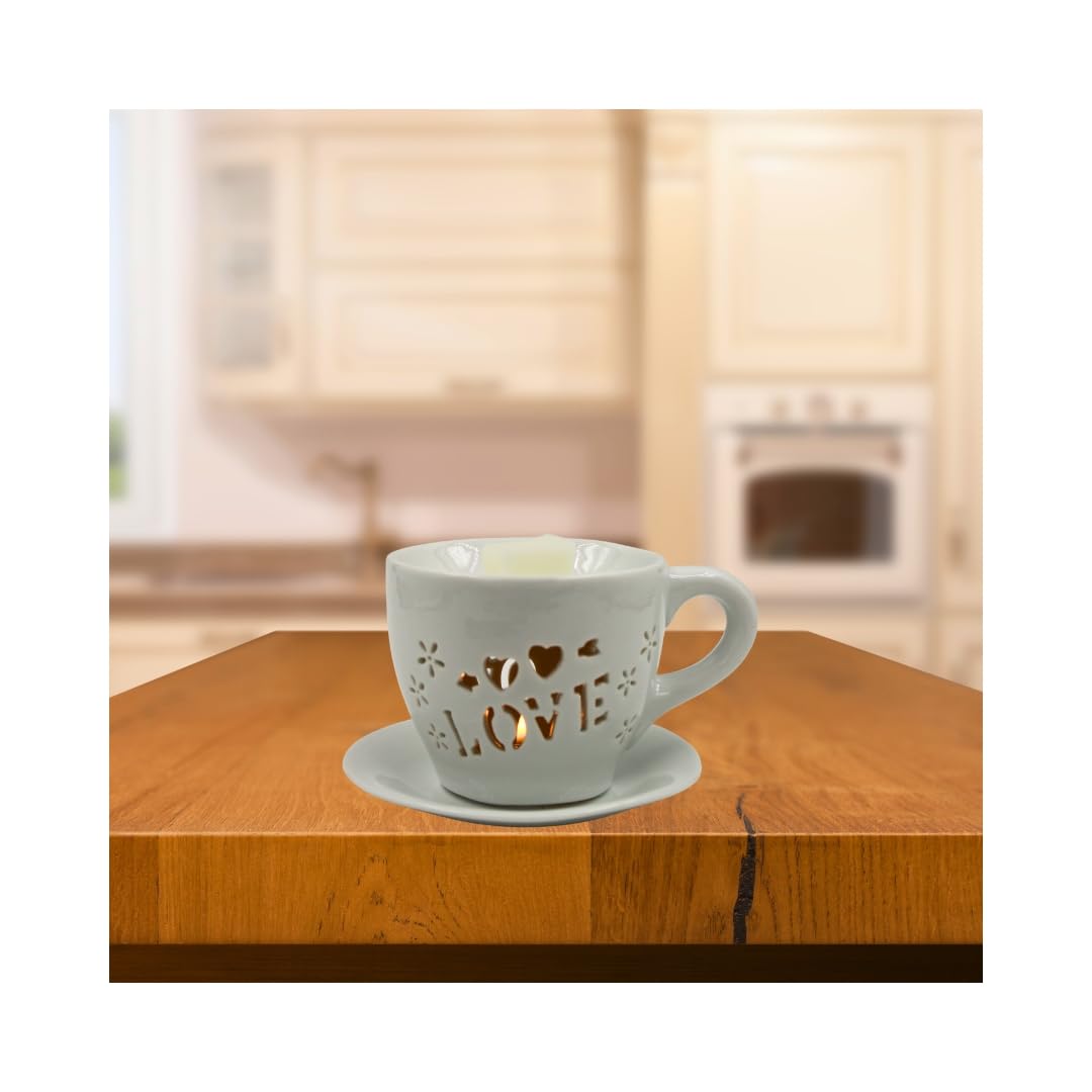 Woodside Home Living Tea Cup & Saucer Wax Melt Warmer - Love