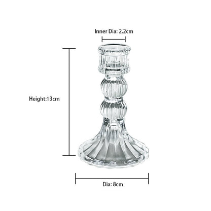 Glass Dinner Candle Holder Ribbed Design - Various Sizes	
