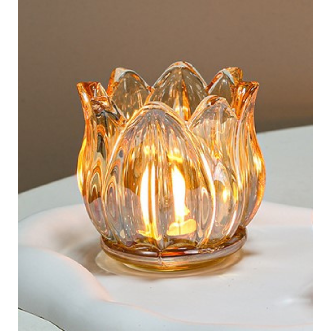 Glass Tulip Flower Candle Holders - Clear or Gold