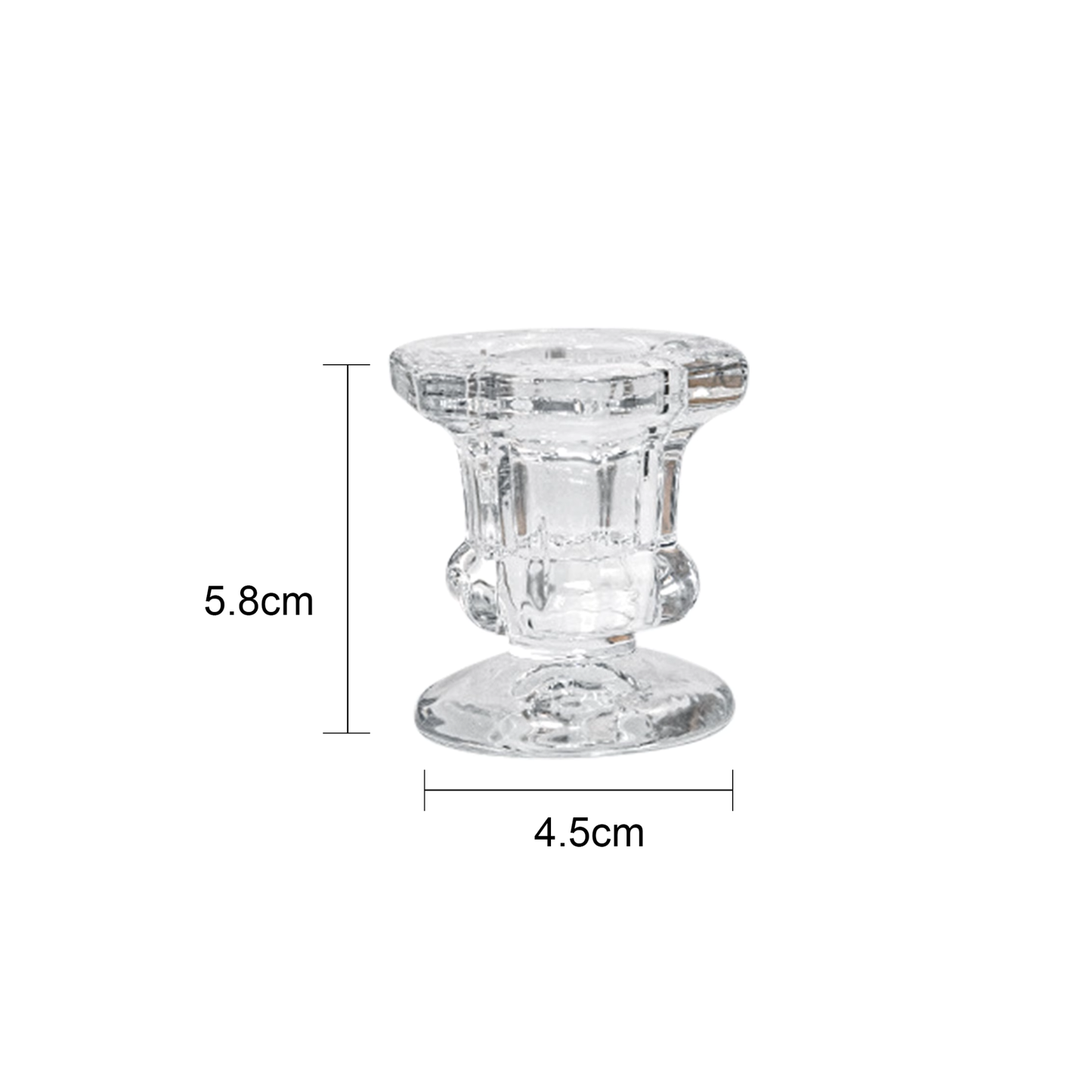 Clear Glass Candlestick Holder 5.8cm - Hexagon Design