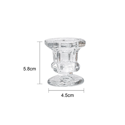 Clear Glass Candlestick Holder 5.8cm - Hexagon Design