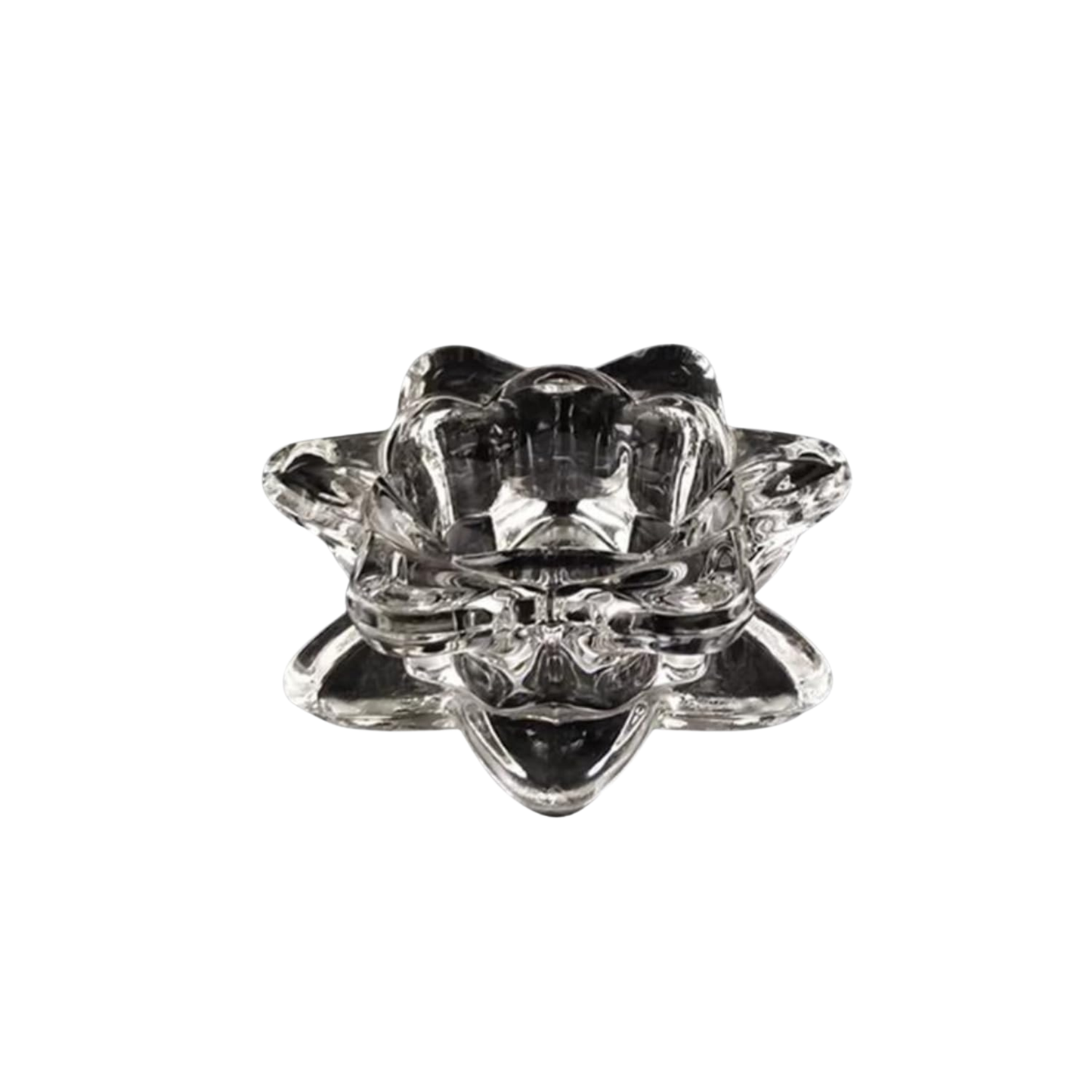 Lotus Flower Glass Candle Holder - Clear