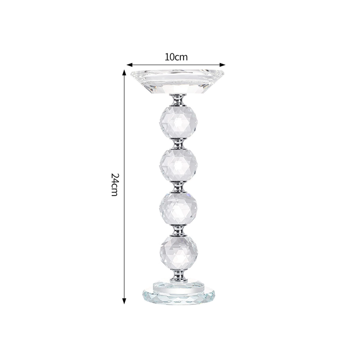 Glass Pillar Candle Holder Crystal Ball Design - Various Sizes