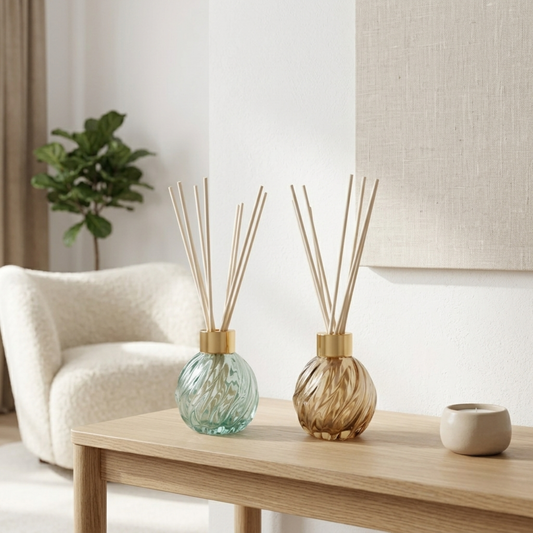 Woodside Home Living Spiral Glass Diffuser Vase - Various Colours