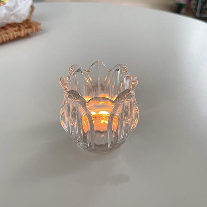 Glass Tulip Flower Candle Holders - Clear or Gold