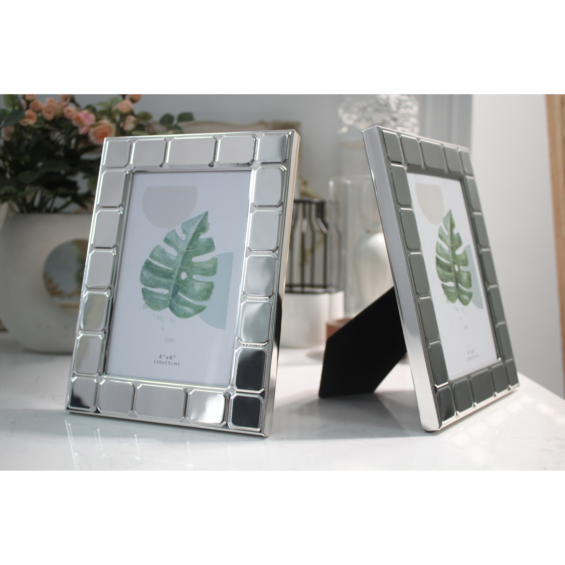 Woodside Home Living Rectangular Edged Silver Plated Photo Frame - Various Sizes