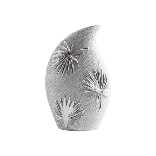Modern Silver Vase with Decorative Leaf Pattern H25.3cm