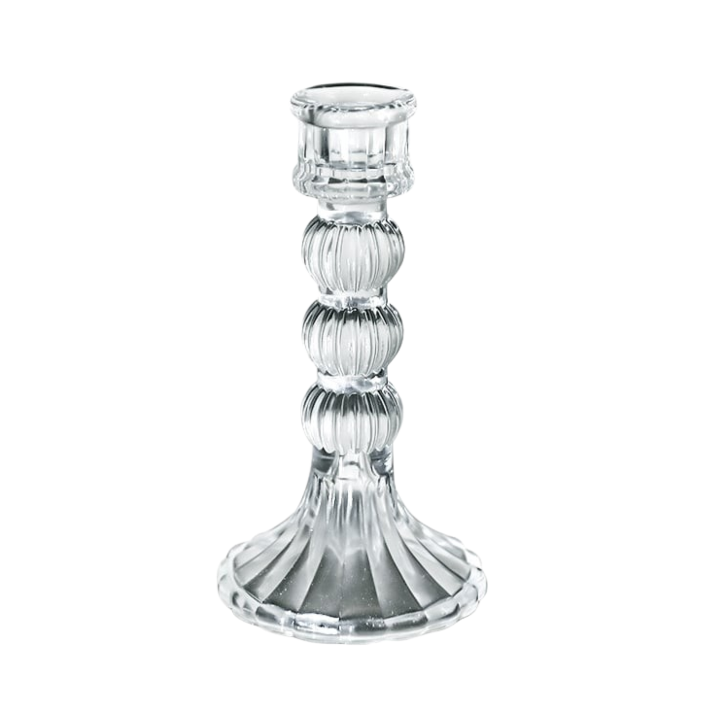 Glass Dinner Candle Holder Ribbed Design - Various Sizes	