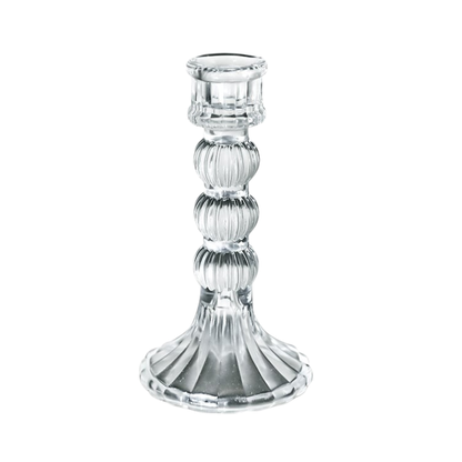Glass Dinner Candle Holder Ribbed Design - Various Sizes	