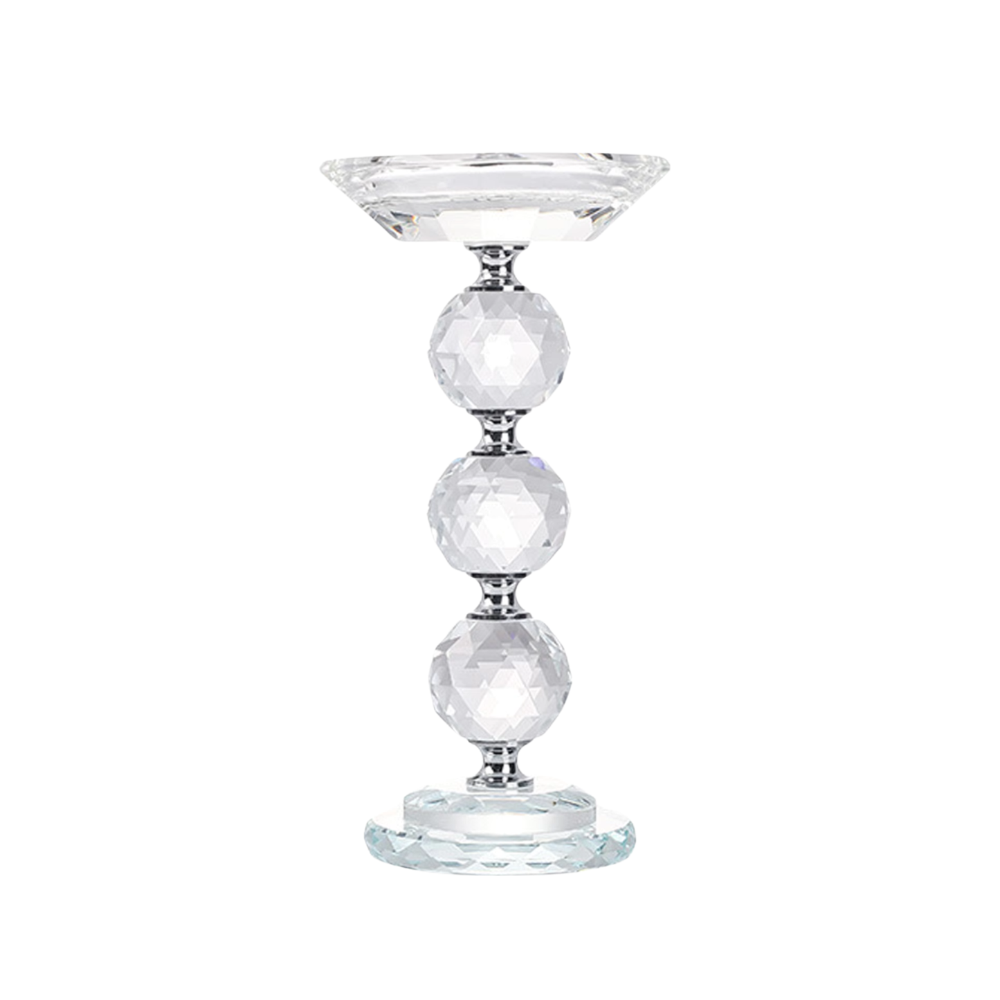 Glass Pillar Candle Holder Crystal Ball Design - Various Sizes