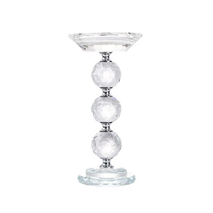 Glass Pillar Candle Holder Crystal Ball Design - Various Sizes