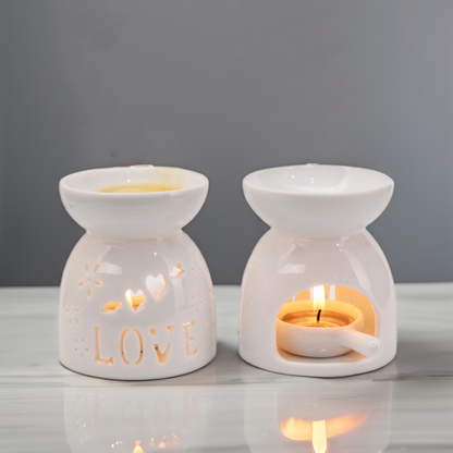 White Ceramic Wax Burner - Love Design