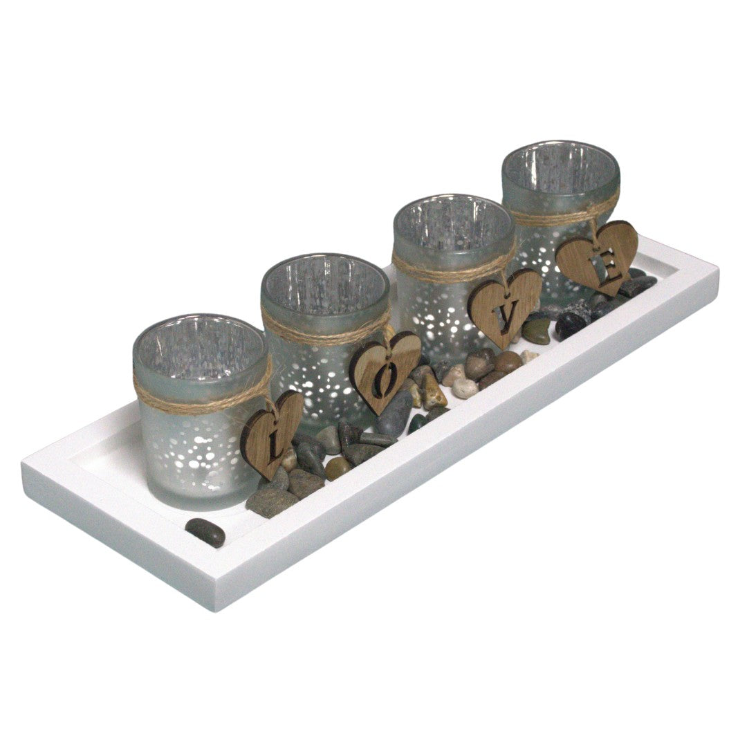 Woodside Home Living - Tealight / Votive Candle Holder White Tray - Various Designs