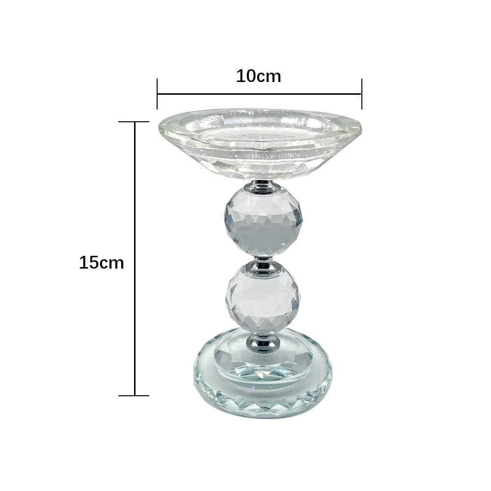 Glass Pillar Candle Holder Crystal Ball Design - Various Sizes