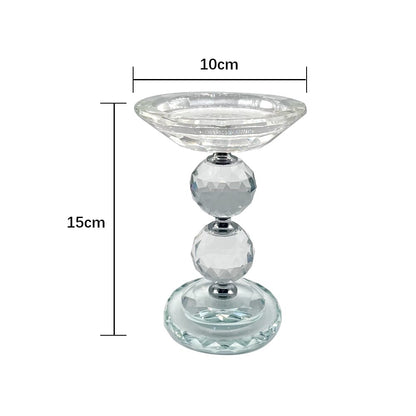Glass Pillar Candle Holder Crystal Ball Design - Various Sizes