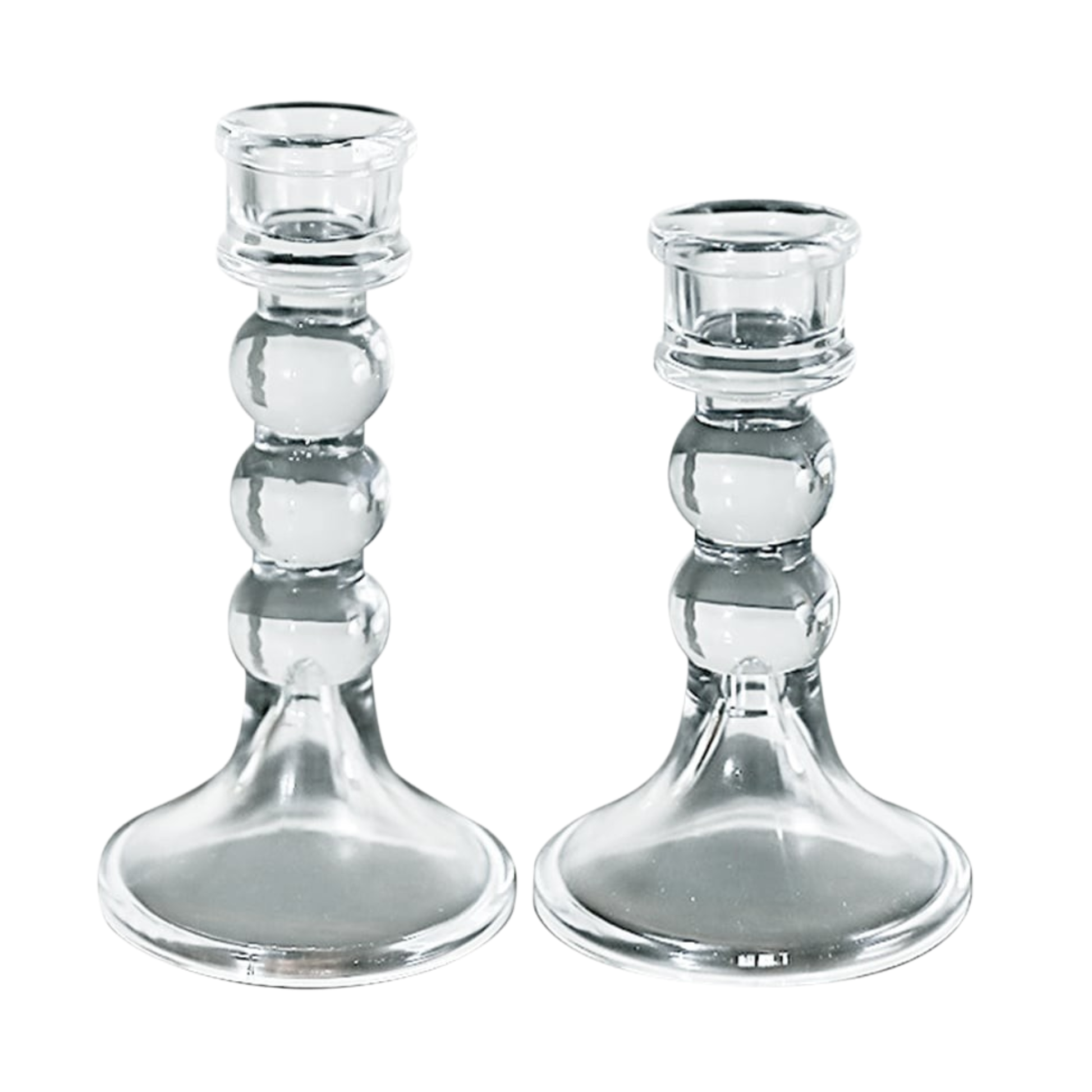Glass Dinner Candle Holder Smooth Design - Various Sizes