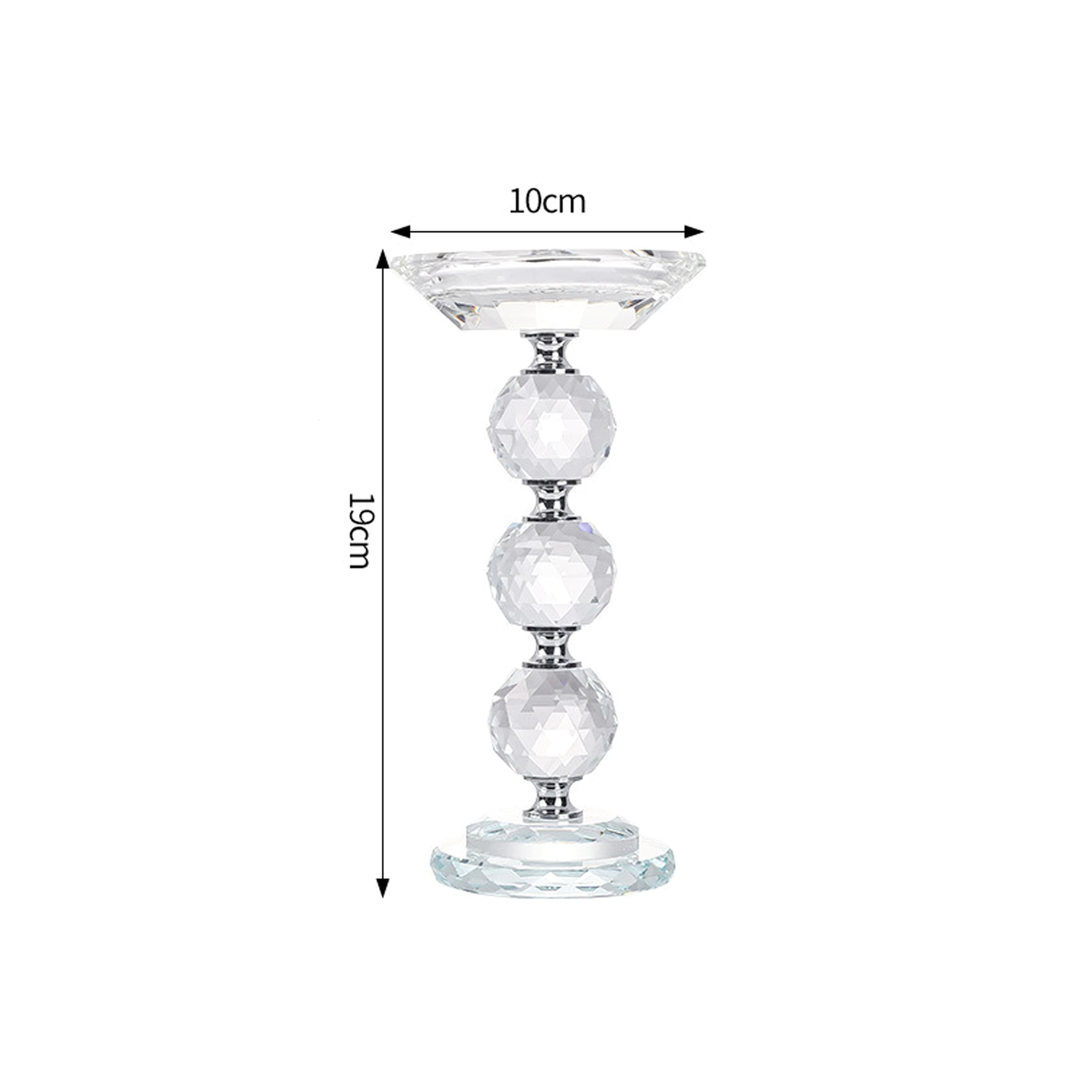 Glass Pillar Candle Holder Crystal Ball Design - Various Sizes