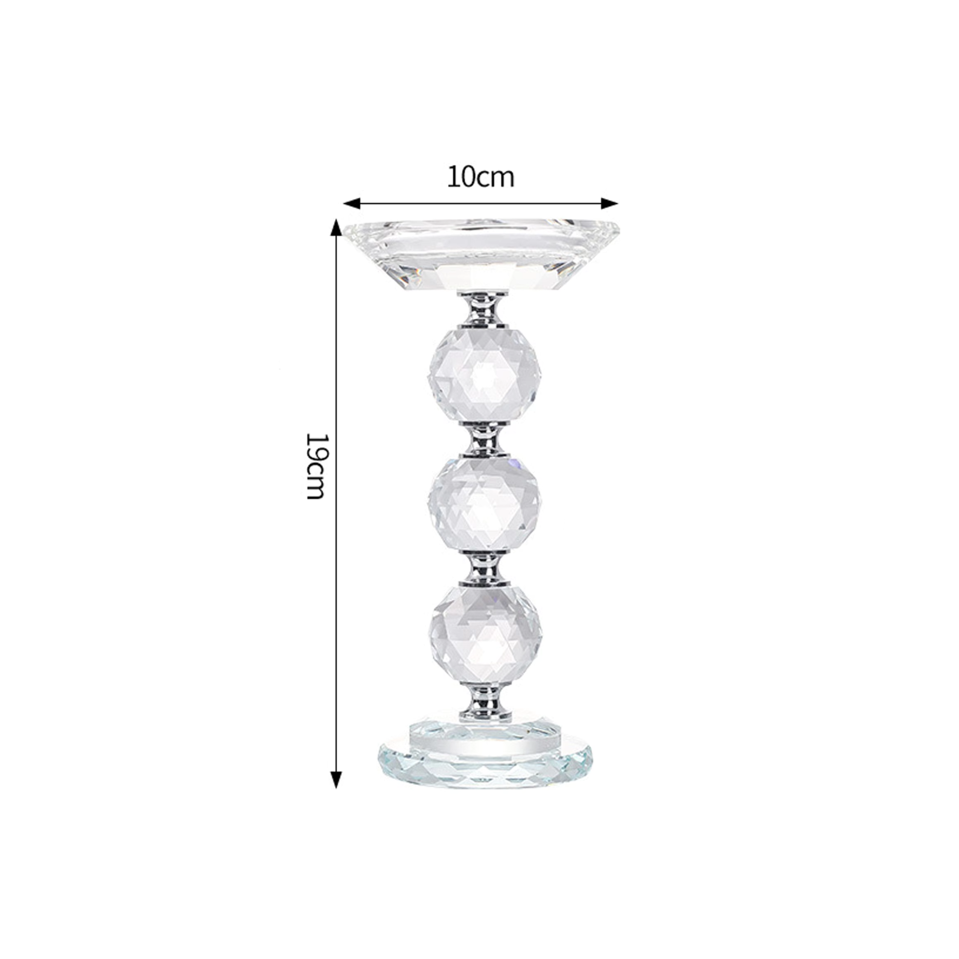 Glass Pillar Candle Holder Crystal Ball Design - Various Sizes