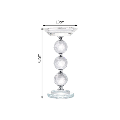 Glass Pillar Candle Holder Crystal Ball Design - Various Sizes