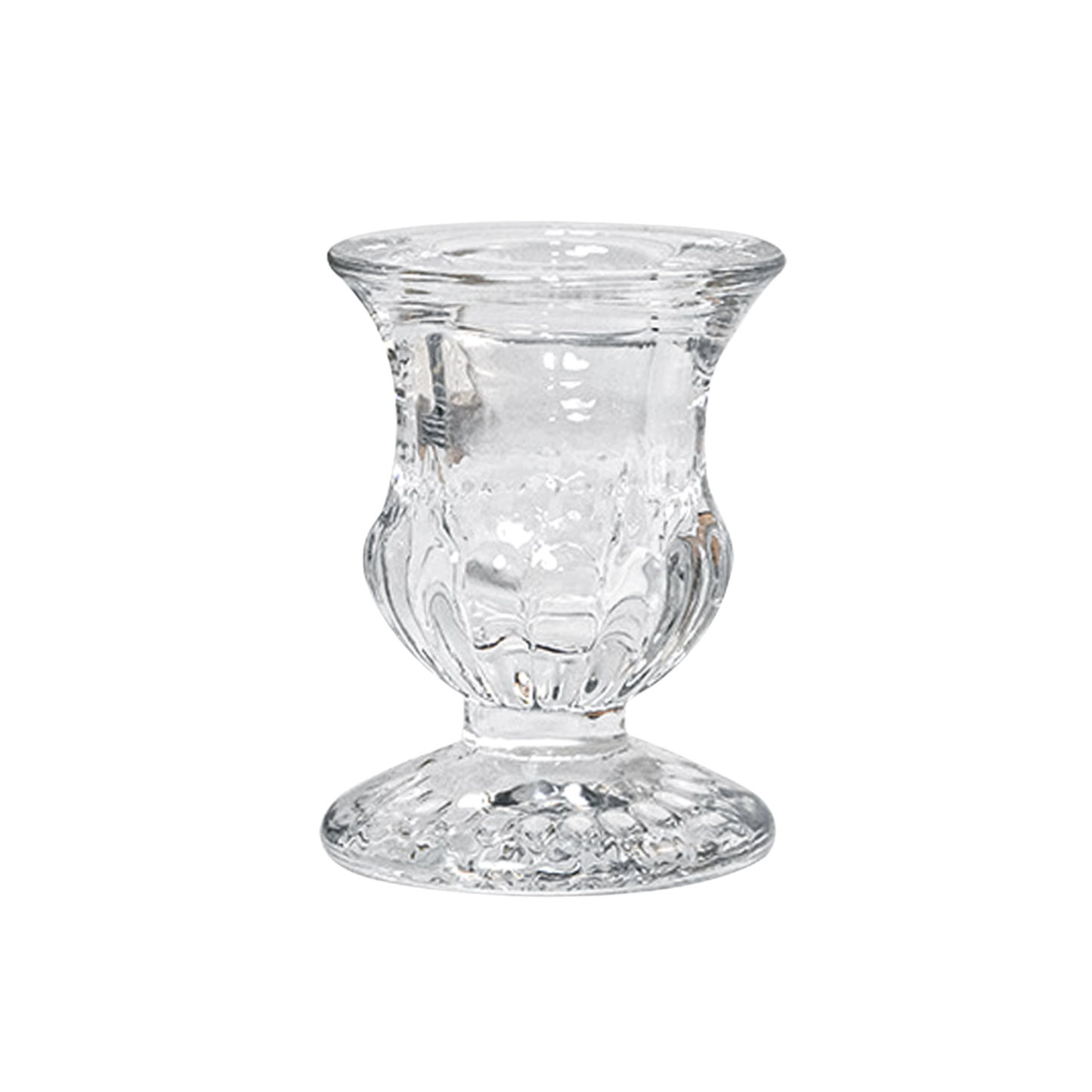 Clear Glass Candlestick Holder 6.8cm - Petal Design