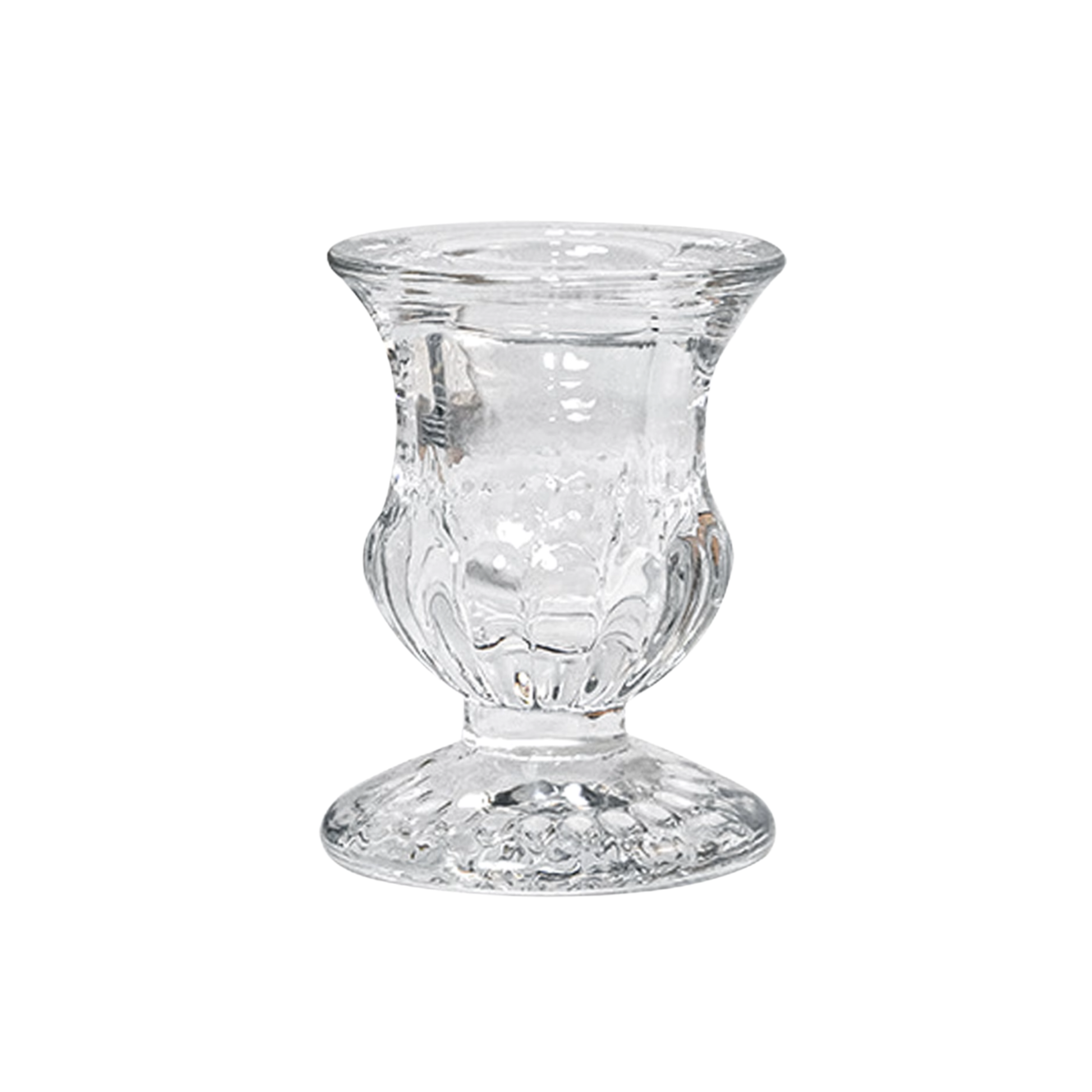 Clear Glass Candlestick Holder 6.8cm - Petal Design
