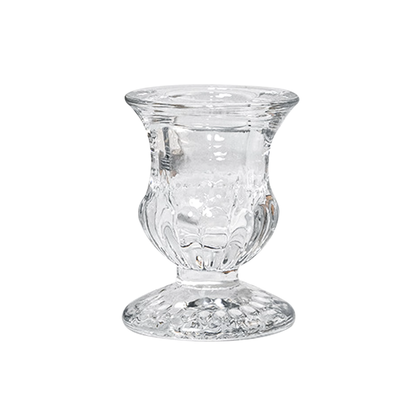 Clear Glass Candlestick Holder 6.8cm - Petal Design