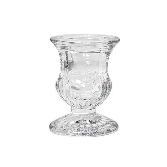 Clear Glass Candlestick Holder 6.8cm - Petal Design