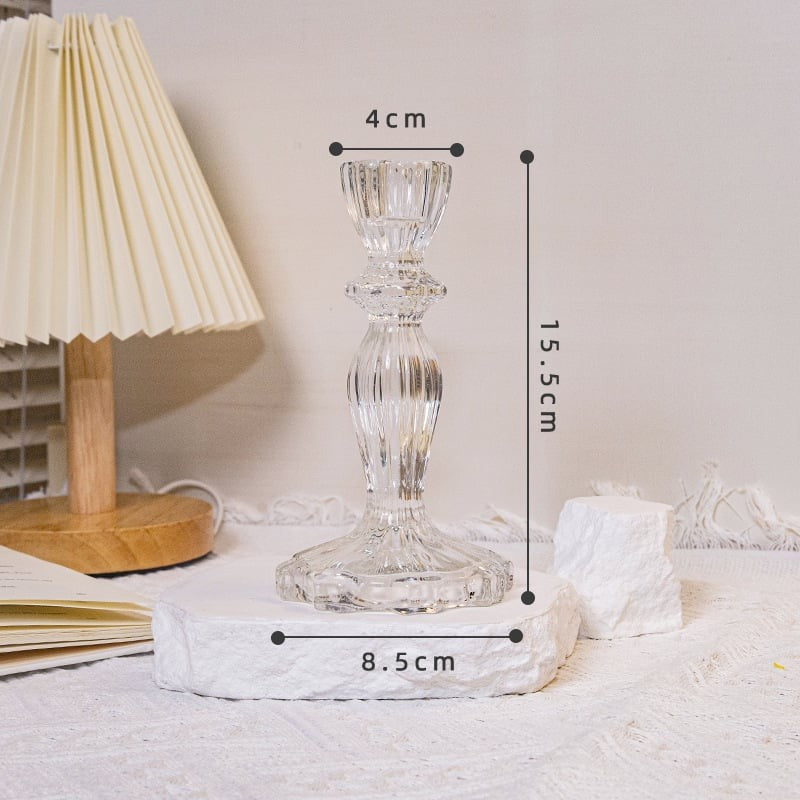 Glass Dinner Candle Holder Ribbed Design - Various Sizes	