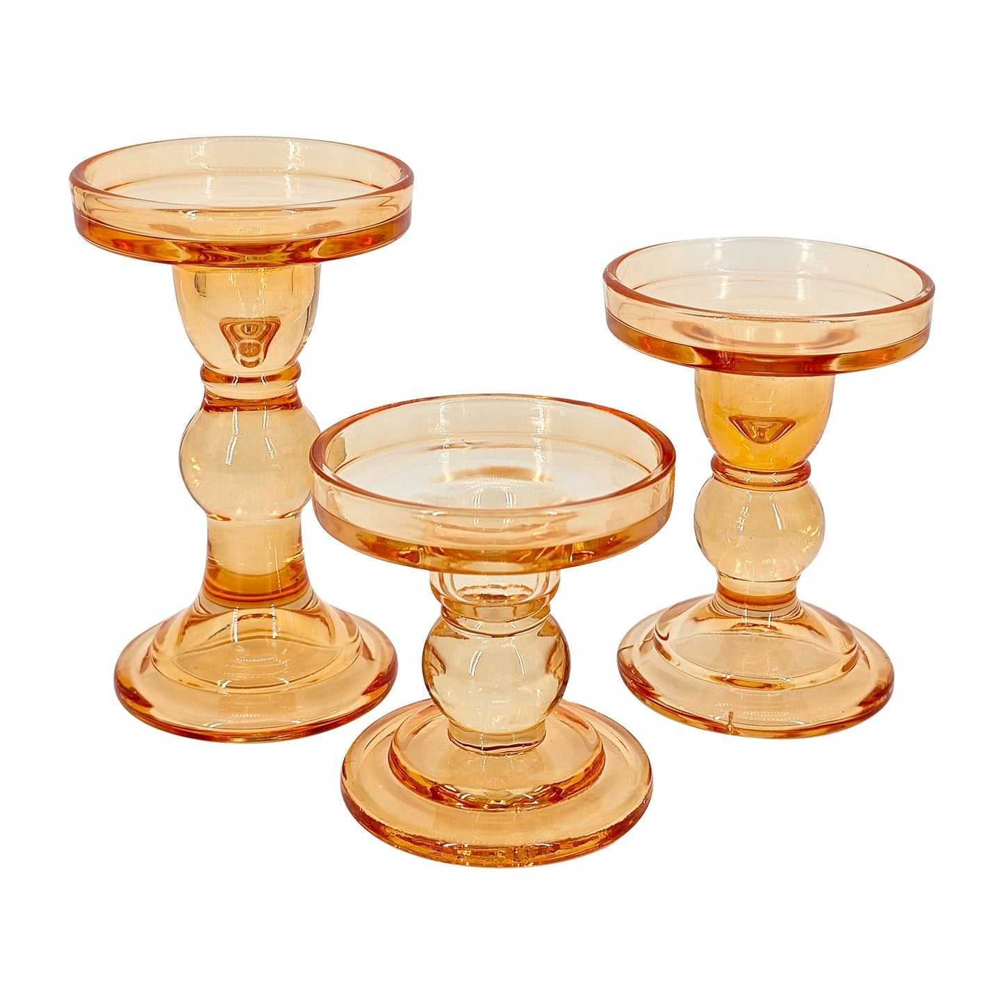 Gold Glass Pillar Candle Holder - Various Sizes