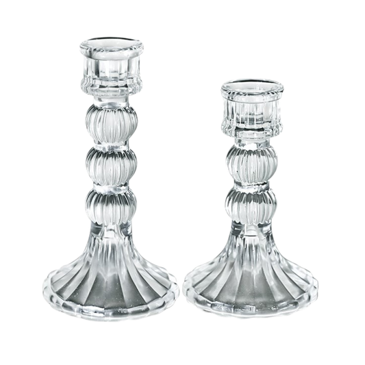 Glass Dinner Candle Holder Ribbed Design - Various Sizes	