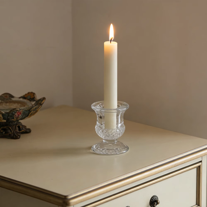 Clear Glass Candlestick Holder 6cm - Acorn Design