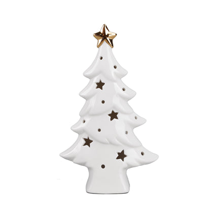 Woodside Home Living Ceramic Christmas Tree LED Light Up Room Decoration - Various Sizes